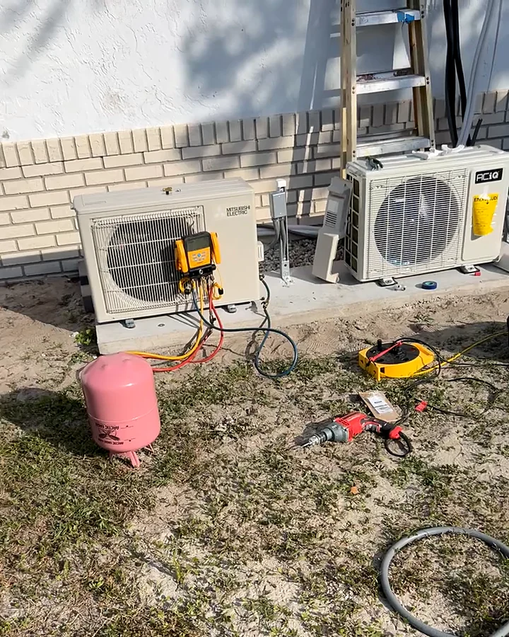 Mini-split installation in progress by Phillips HVAC.